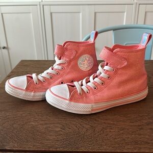 Girls Converse All-Star Kids Pink High-Top Velcro Sneakers
